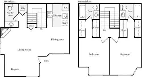 2 Beds • 2 Bath 6218 floor plan