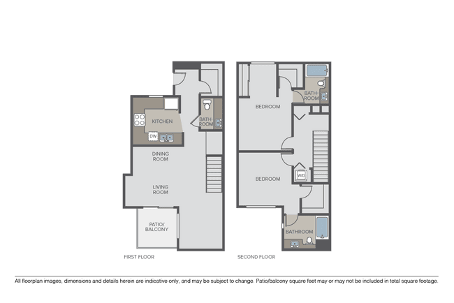Plan K1 TH - 2 Bed / 2.5 Bath Townhome 119 floor plan