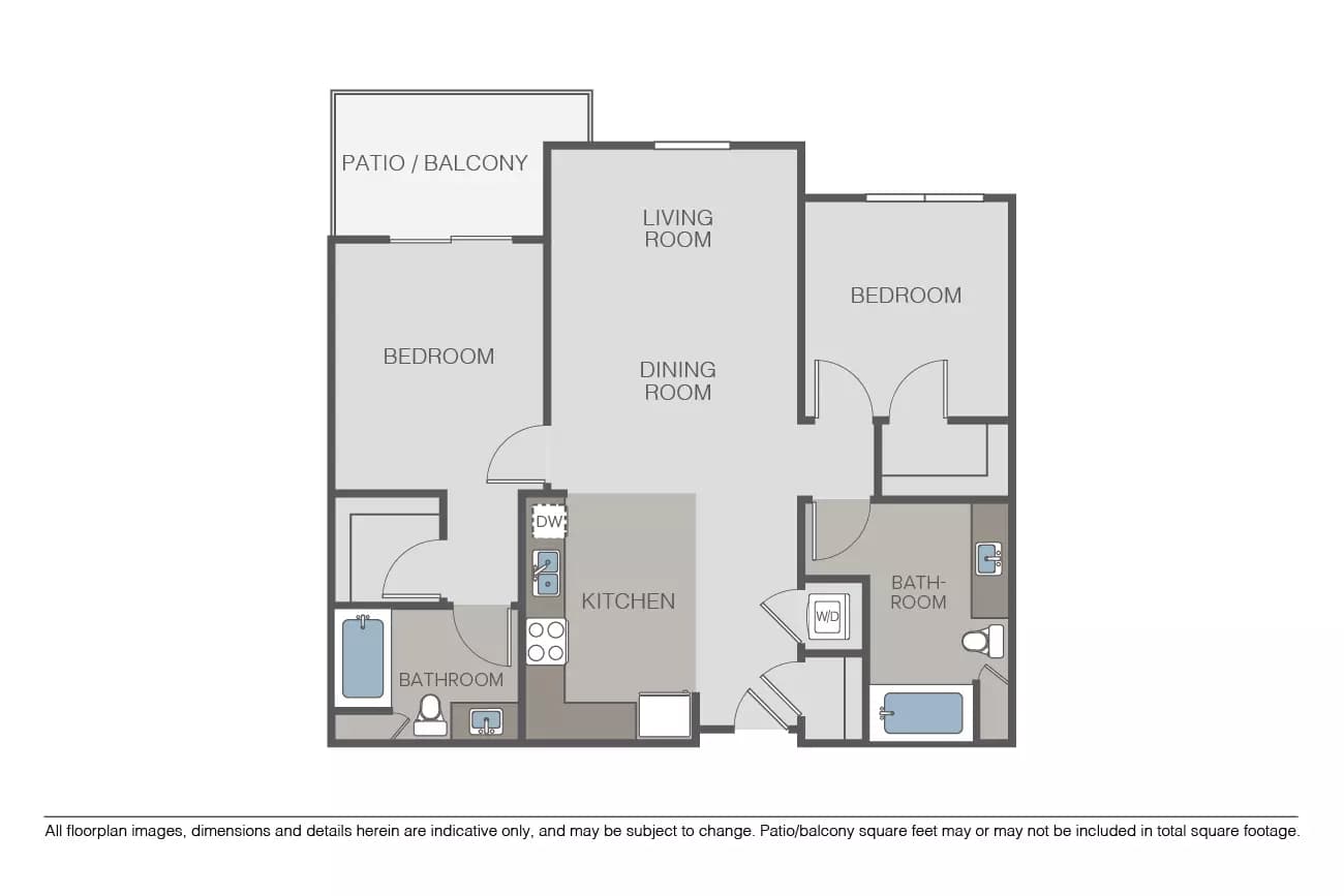 2 Beds • 2 Bath
3D Tour 00-235 floor plan