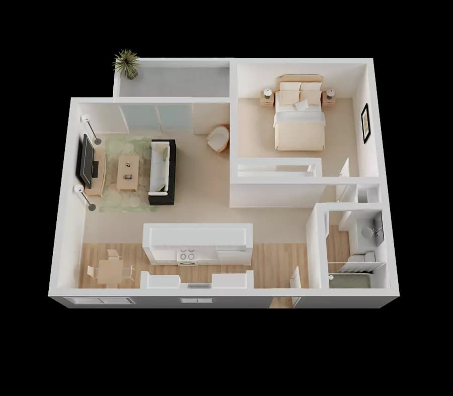 1 Bed • 1 Bath 2091 floor plan