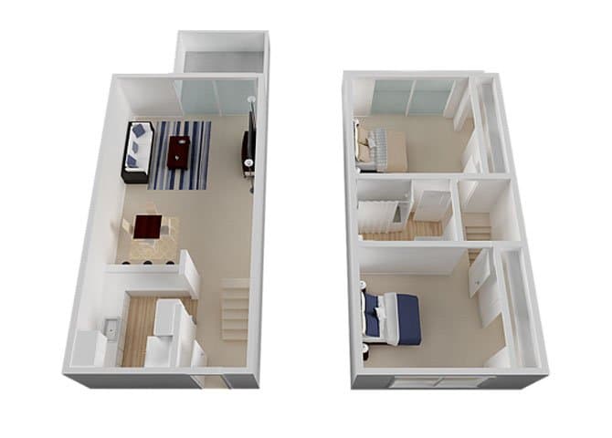 2 Beds • 1 Bath 2061 floor plan