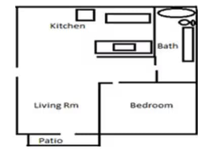 1 Bed 1 Bath floor plan