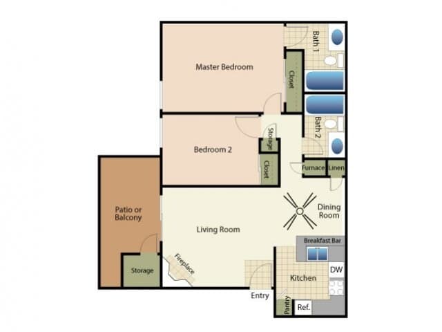 2 Bed 2 Bath A 41 floor plan