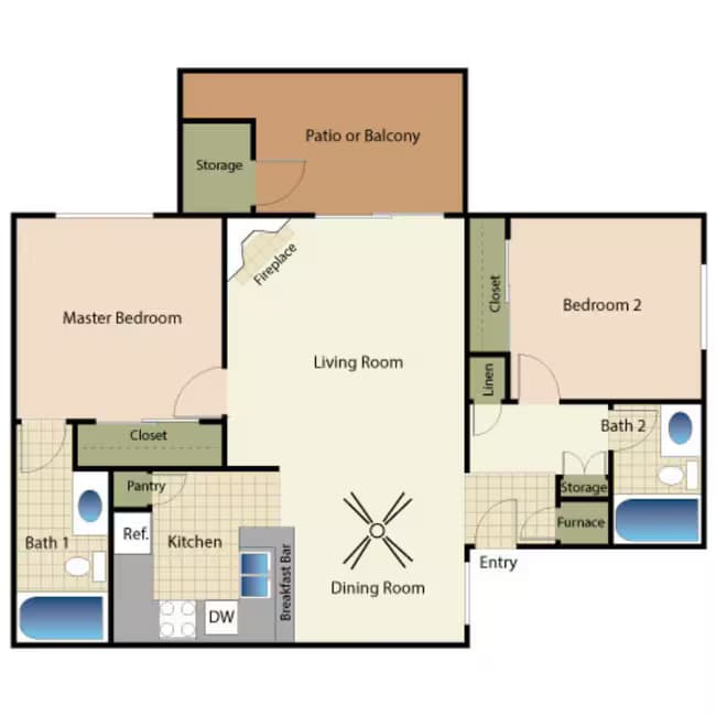 2 Bed 2 Bath C 137 floor plan