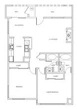2 Bed 1 Bath floor plan