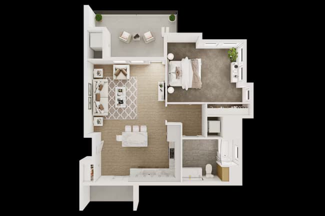1BD, 1BTH A2 735-7304 floor plan
