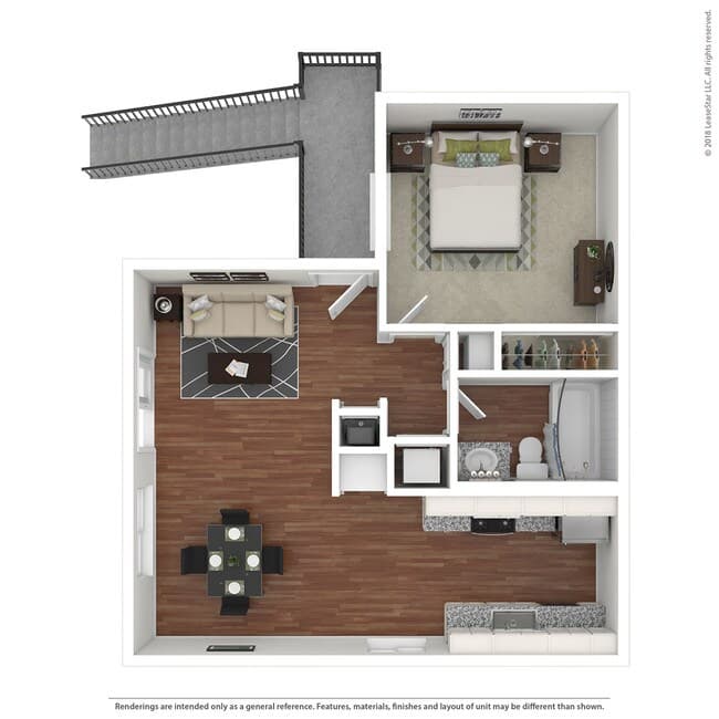 1x1 Upstairs 528 floor plan