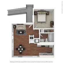 1x1 Upstairs 304 floor plan