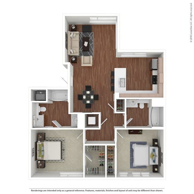 2x2B 720E floor plan