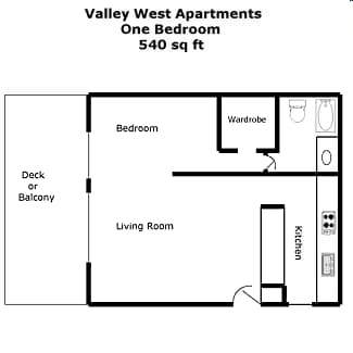 One Bedroom 2283-4 floor plan