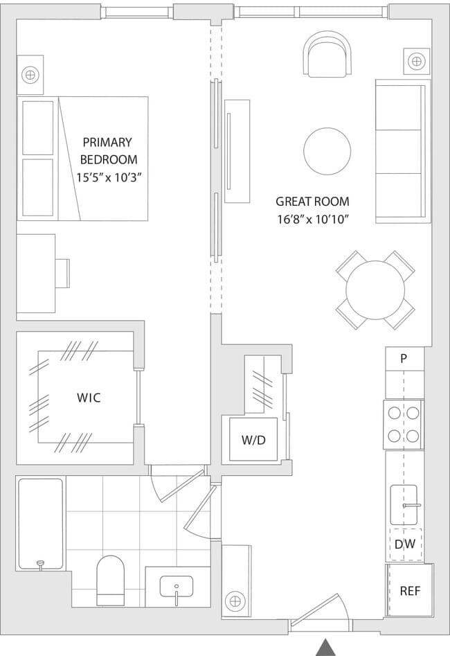 1 BR AC 519 floor plan