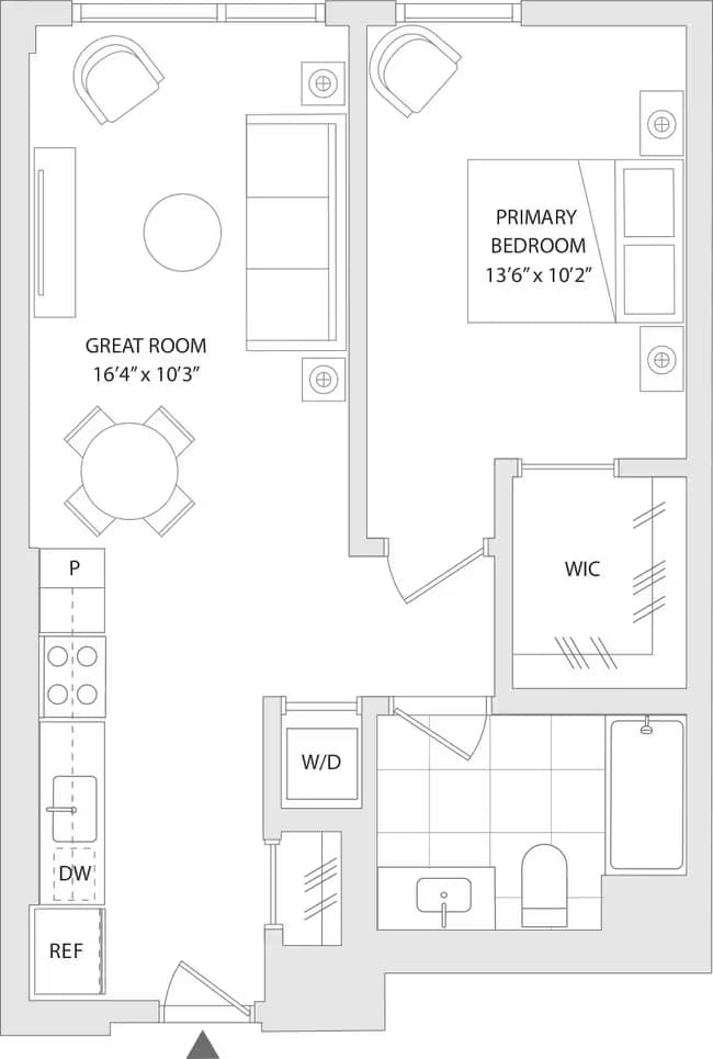 1 BR J 608 floor plan