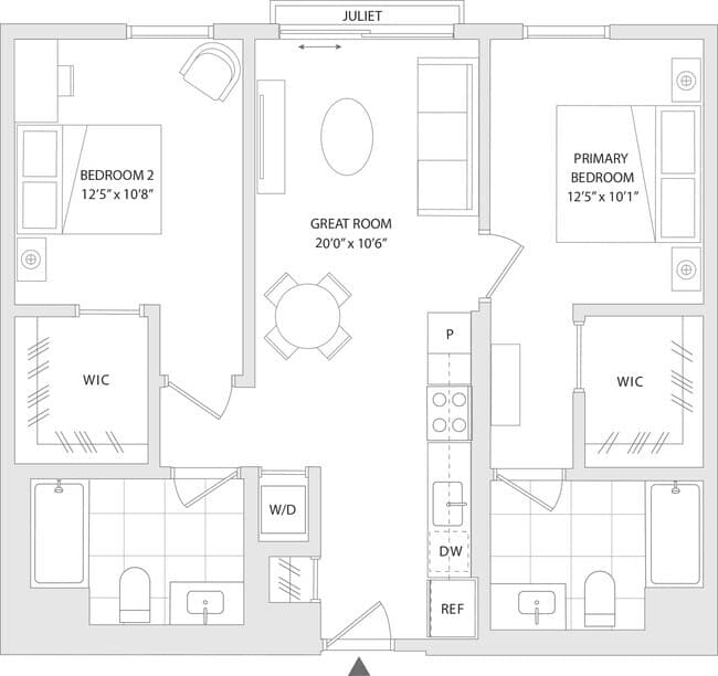 2 BR D 518 floor plan