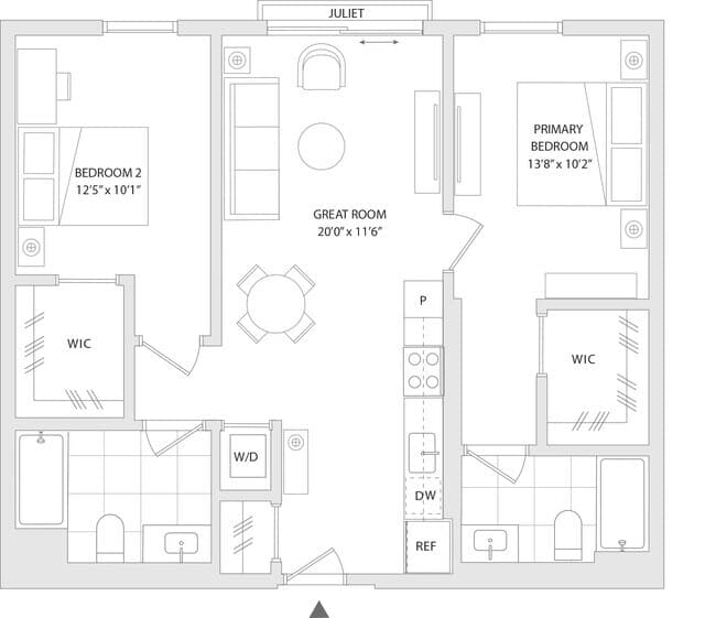 2 BR F 714 floor plan