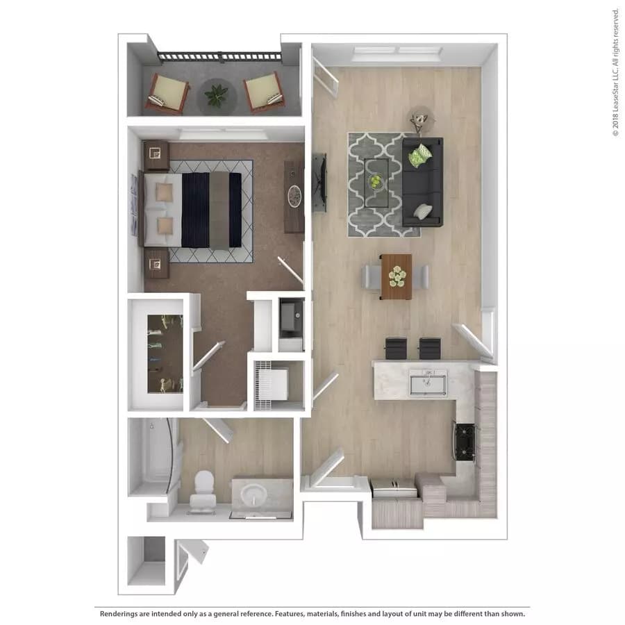 1 Bed 1 Bath 333 floor plan