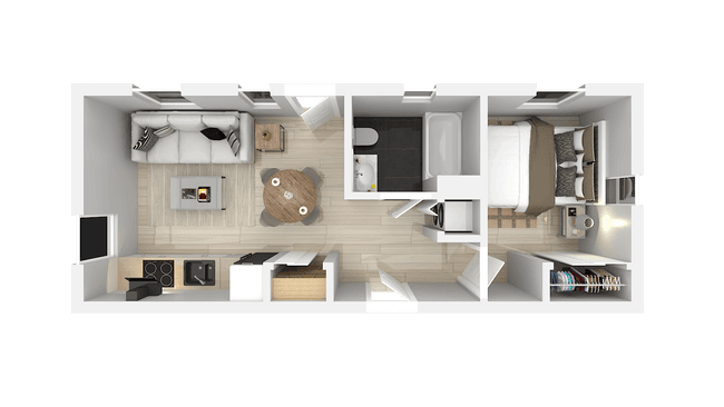 One Bedroom One Bath C 3-206 floor plan