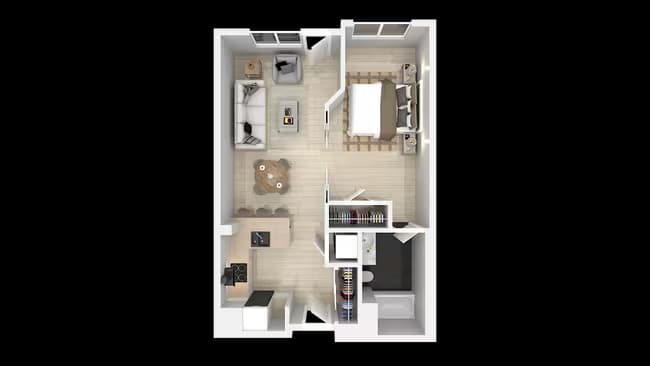 One Bedroom One Bath D 4-416 floor plan