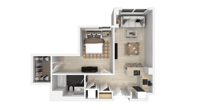 One Bedroom One Bath G 4-401 floor plan