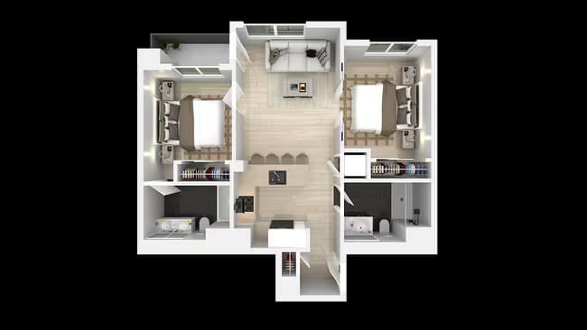 Two Bedroom Two Bath F 4-603 floor plan