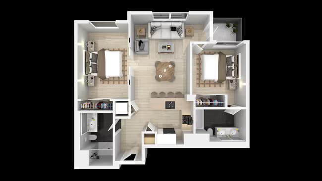 Two Bedroom Two Bath H 4-702 floor plan