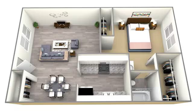 1 Bed 1 Bath 1427-20 floor plan