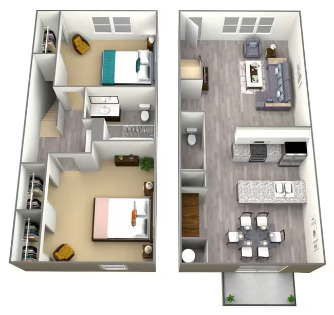 2 Bed 1.5 Bath 1446-06 floor plan
