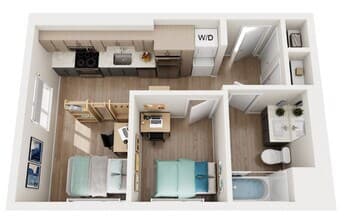 1BR/1BA floor plan