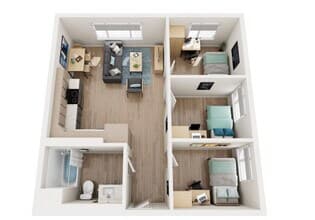 3BR/1BA floor plan