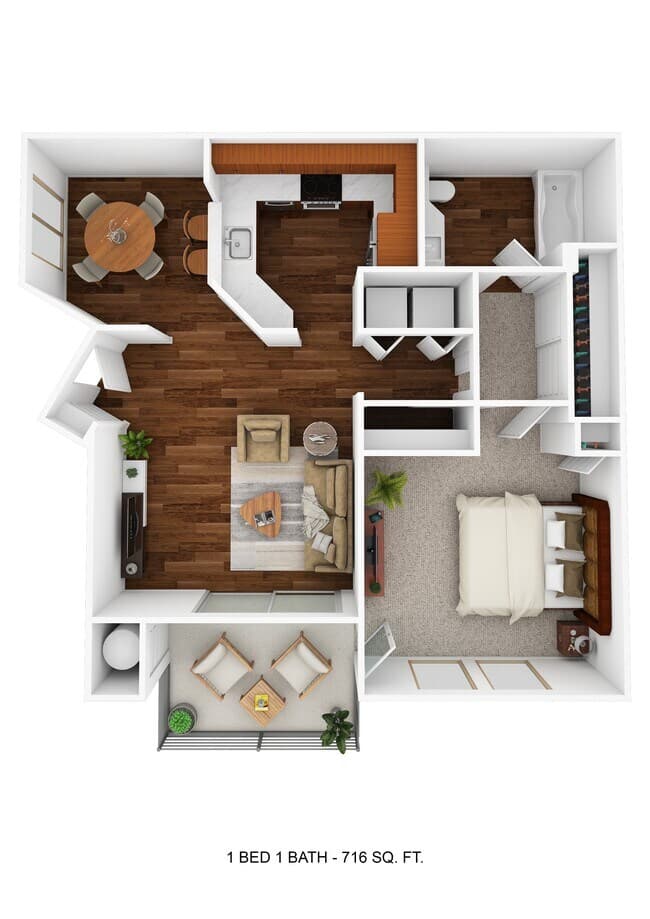 Medium 1 Bed, 1 Bath 2106 floor plan