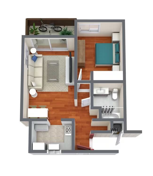 1 Bed 1 Bath 0201 floor plan