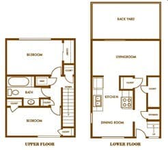 2 Bedroom 1 Bath 19 floor plan
