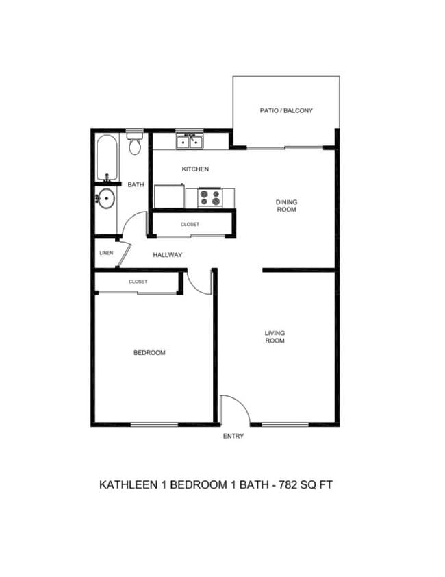 Kathleen 1 Bedroom K1 floor plan