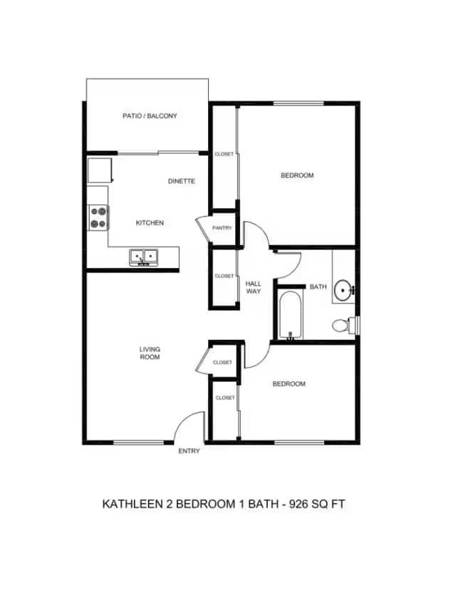 Kathleen 2 Bedroom K2 floor plan
