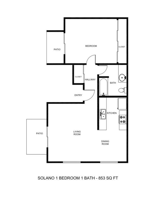 Solano 1 Bedroom S1 floor plan