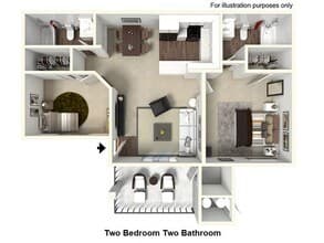 2 Bedroom 2 Bathroom floor plan