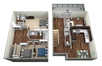 3 Bedroom, 2.5 Bath 1283 floor plan