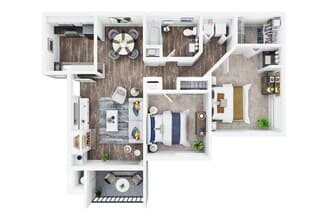 2 Bedroom 1 Bath 052 floor plan