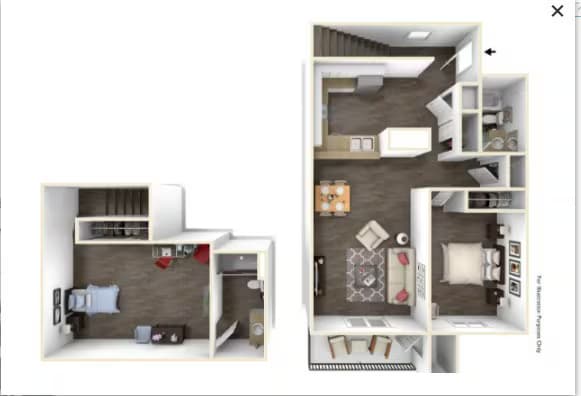 2BD, 2BTH 55 floor plan