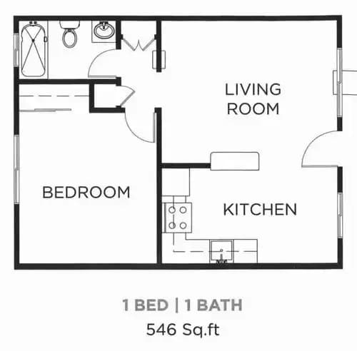 1x1 307-02 floor plan
