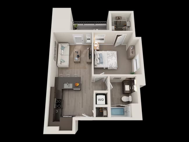 1BD, 1BTH A1 4-101 floor plan