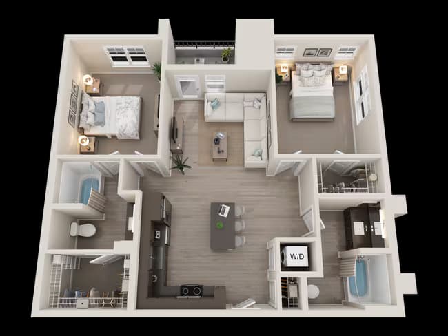 2BD, 2BTH B1 1-301 floor plan