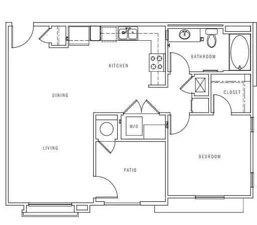 A1 1 Bedroom Renovated 01-301 floor plan
