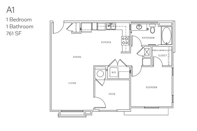 A1 1 Bedroom 09-201 floor plan