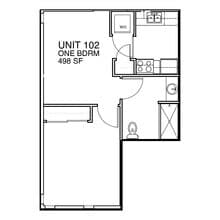 1 Br 1 Ba 105 floor plan