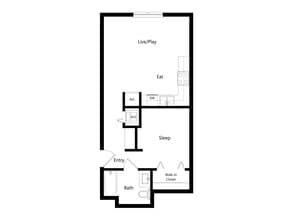 Ashby Flat A 1 Bedroom 608 floor plan