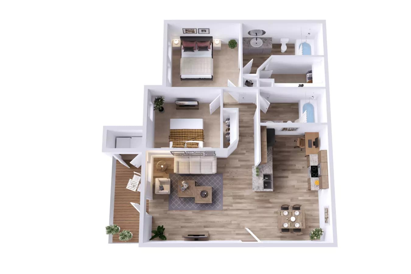 2 Beds • 2 Bath 7301 floor plan