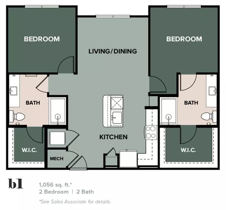 2 Beds • 2 Bath 8107 floor plan