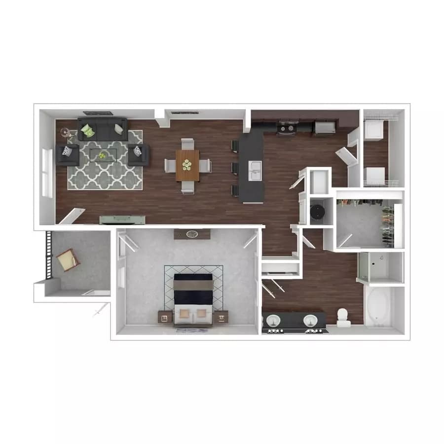 1 Bed • 1 Bath 1536 floor plan