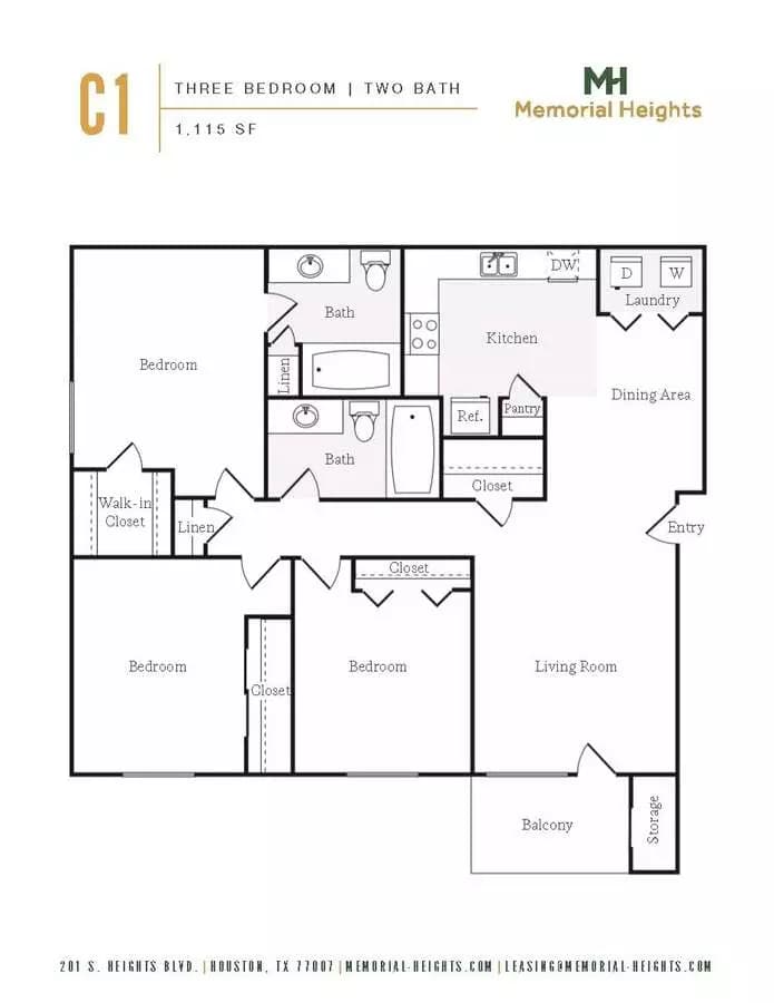 3 Beds • 2 Bath 2021 floor plan