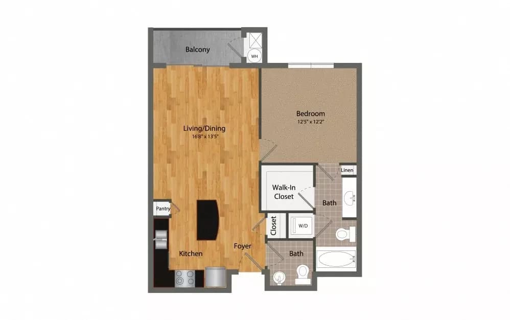 1 Bed • 1 Bath 2506 floor plan